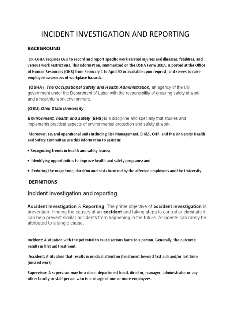 Incident Investigation and Reporting Guide | PDF | Occupational Safety ...