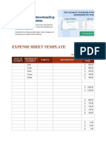 Expense Sheet Template: Paid To Description Date of Payment Method of Payment Amount Paid