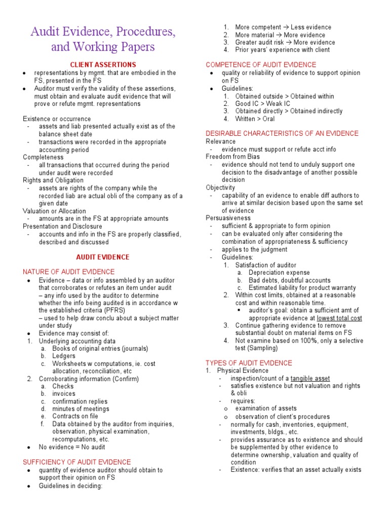 Audit Evidence and Procedures Explained | PDF | Audit | Valuation (Finance)