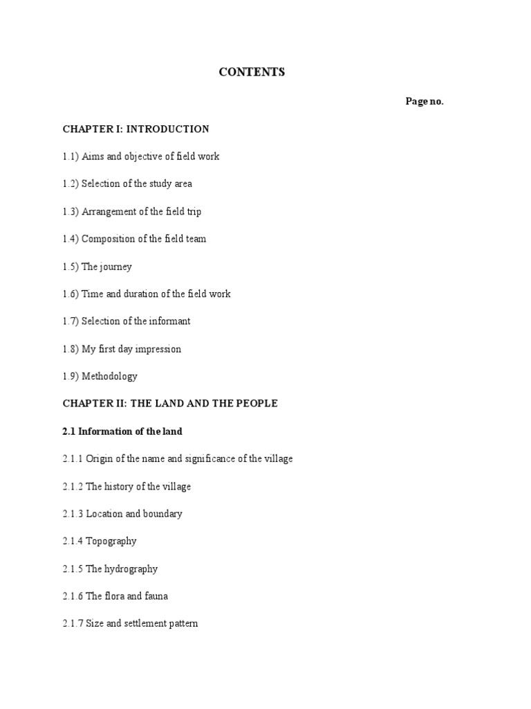 CONTENTS of The Field Report PDF