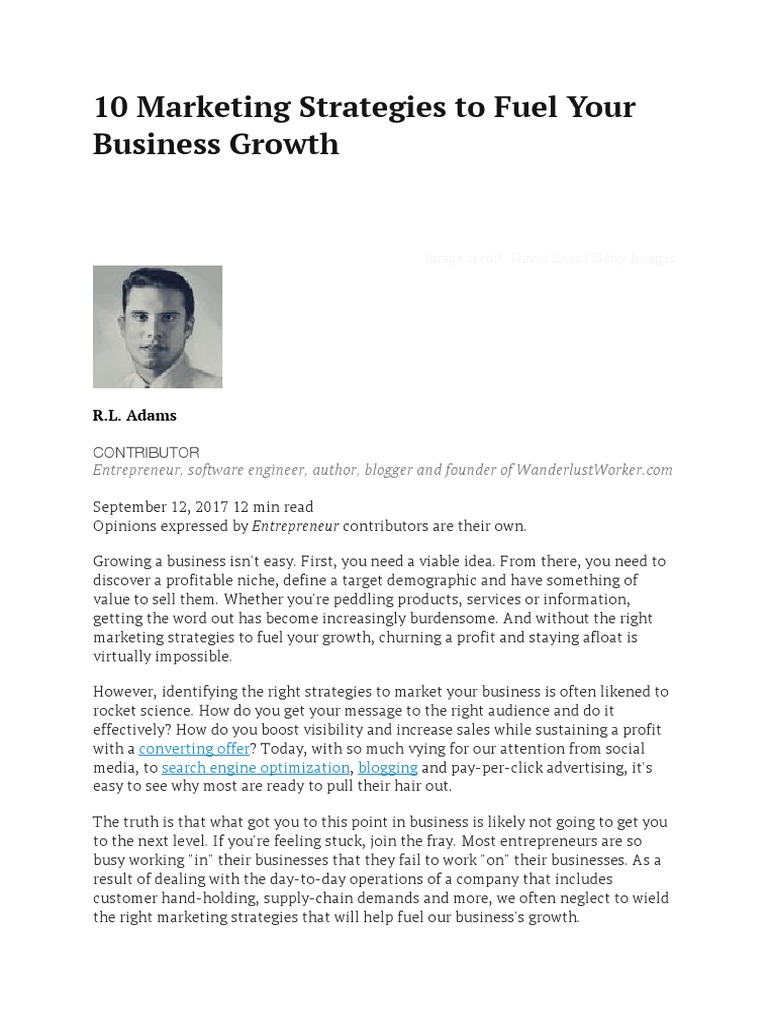 10 Marketing Strategies To Fuel Your Business Growth | PDF | Search ...