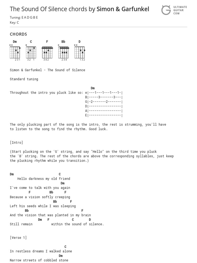 The Sound of Silence Chords by Simon & Garfunkeltabs at