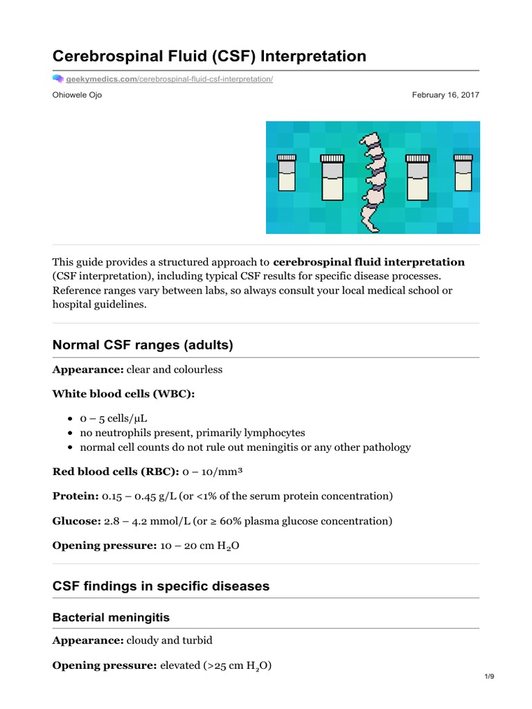 CSF Analysis and Meningitis Interpretation | PDF | Meningitis ...
