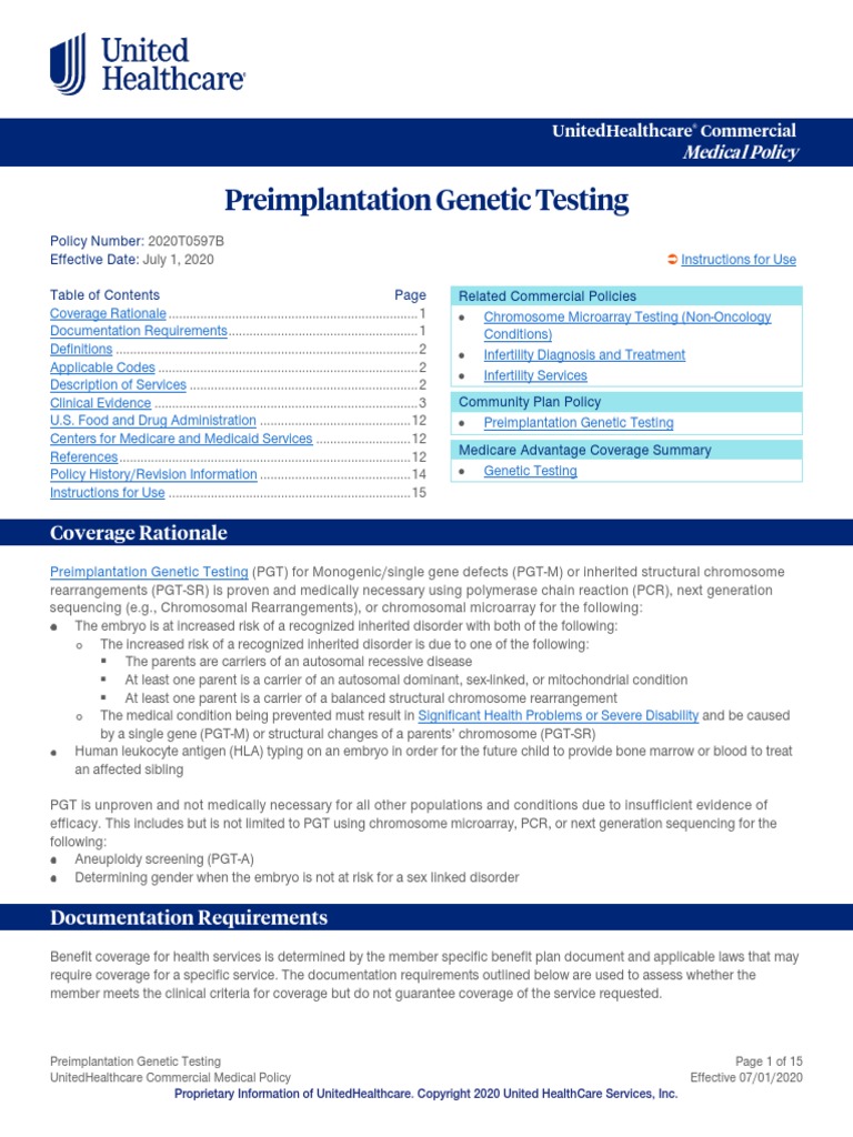 Preimplantation Testing Coverage Rationale PDF