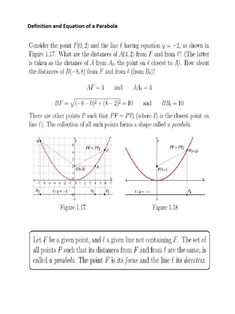 Parabola Definition and Properties Guide | PDF | Teaching Methods ...