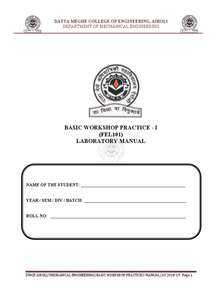 Basic Workshop Practice Manual - I | PDF | Welding | Construction