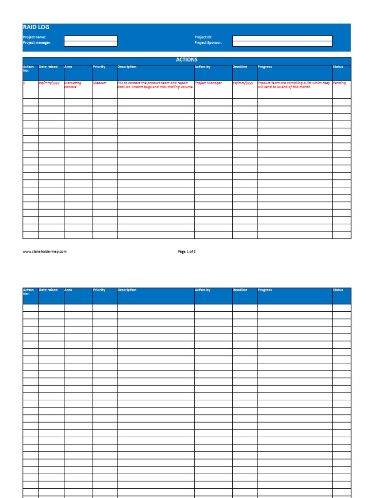 RAID Template Excel | PDF | Computing | Business