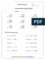 Adding and Subtracting Decimals