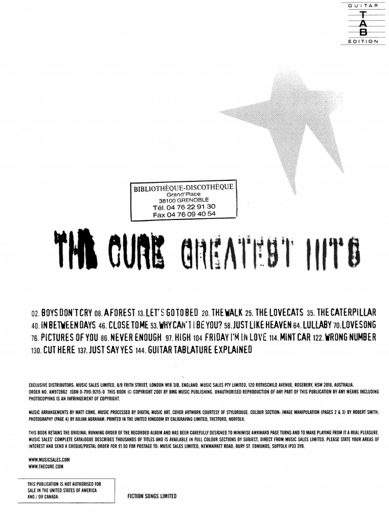 THE CURE GREATEST HITS ギタースコア Amazon.com: The Cure Greatest