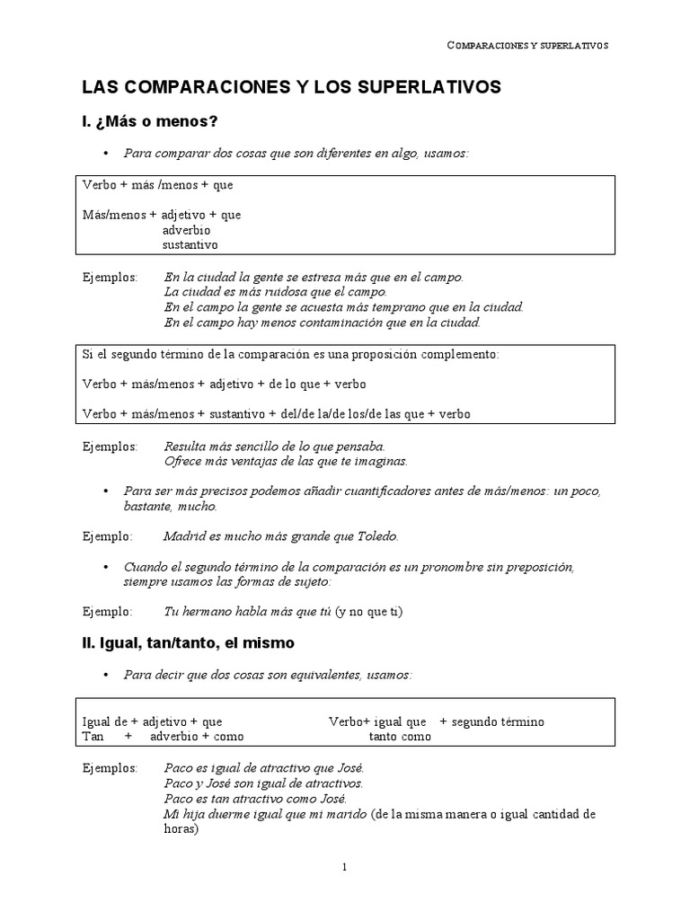 Comparaciones y Superlativos en Español | PDF | Adjetivo | Adverbio
