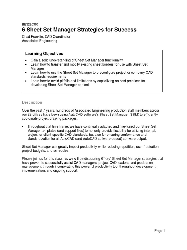 6 Sheet Set Manager Strategies For Success PDF Auto Cad Table