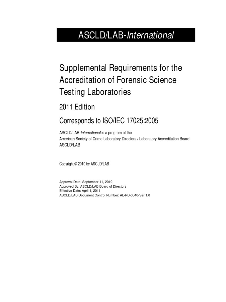 ASCLD/LABInternational Supplemental Requirements For The