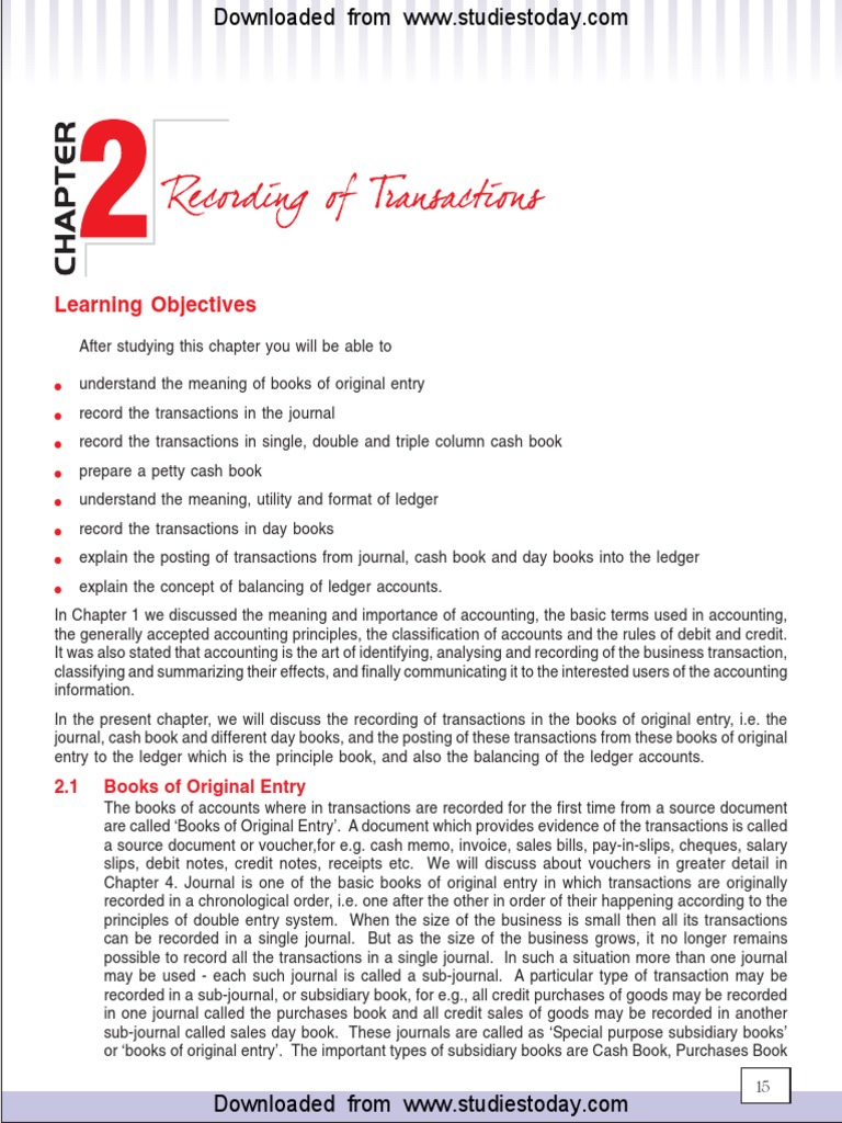 CBSE Class 11 Accounting-Recording of Transactions | PDF | Debits And ...