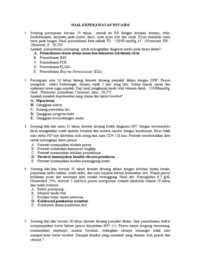 Soal Keperawatan Hiv | PDF
