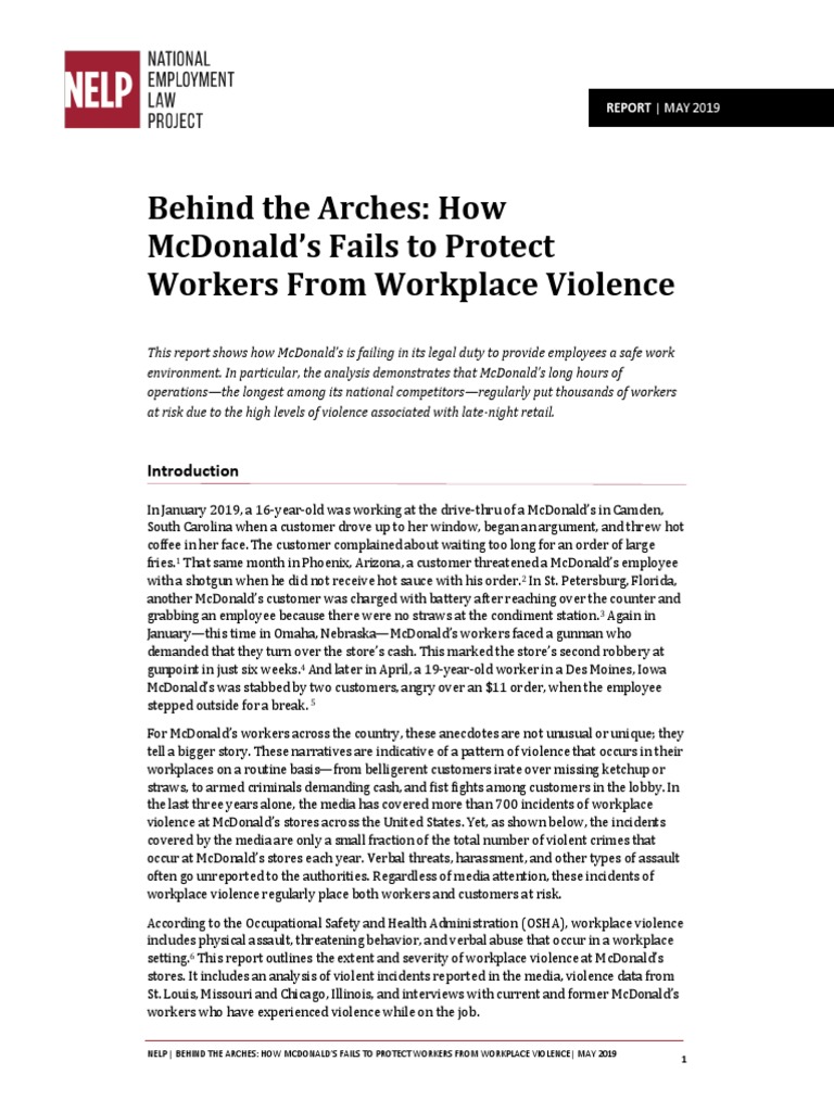 Behind The Arches McDonalds Workplace Violence | PDF | Occupational ...