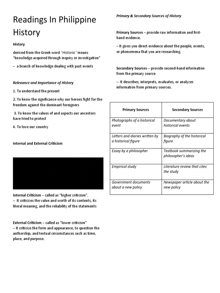Readings in Philippine History | PDF | Primary Sources | Criticism