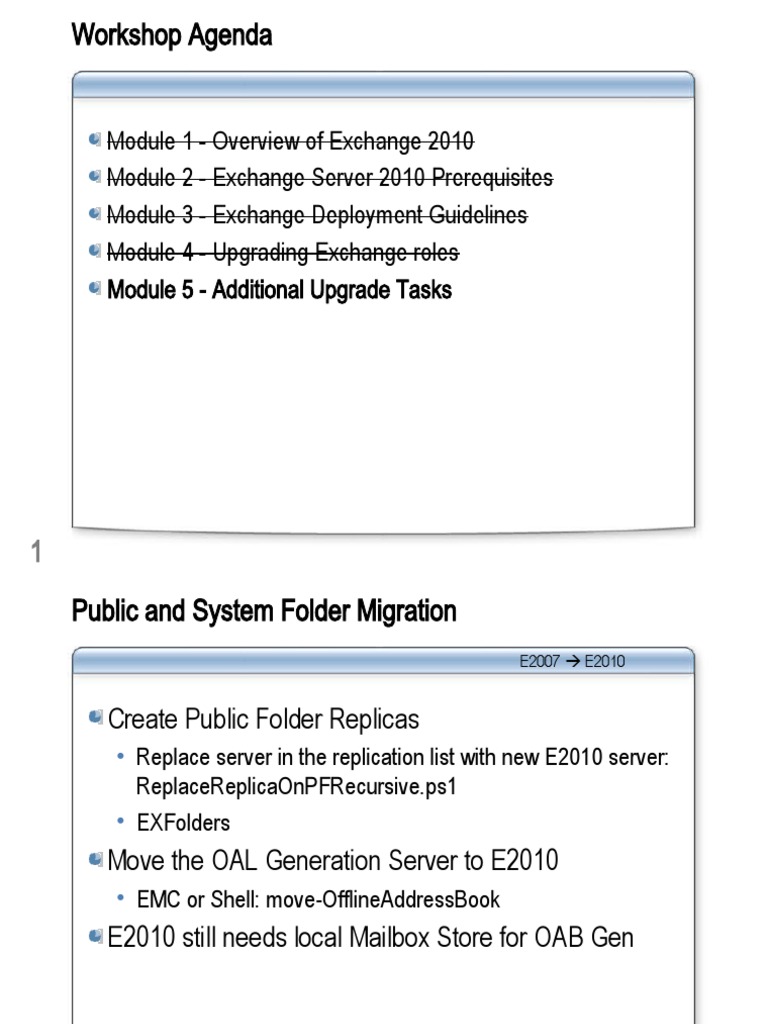 E2010 - Upgrade - Workshop Module - 5 - Additionial - Tasks - v1 - 5 ...