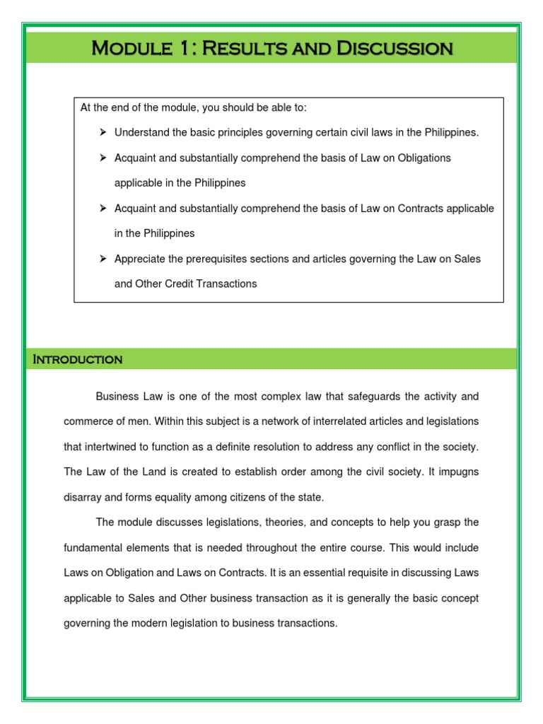 Module LAW 4 101 Unit1 | PDF | Law Of Obligations | Damages