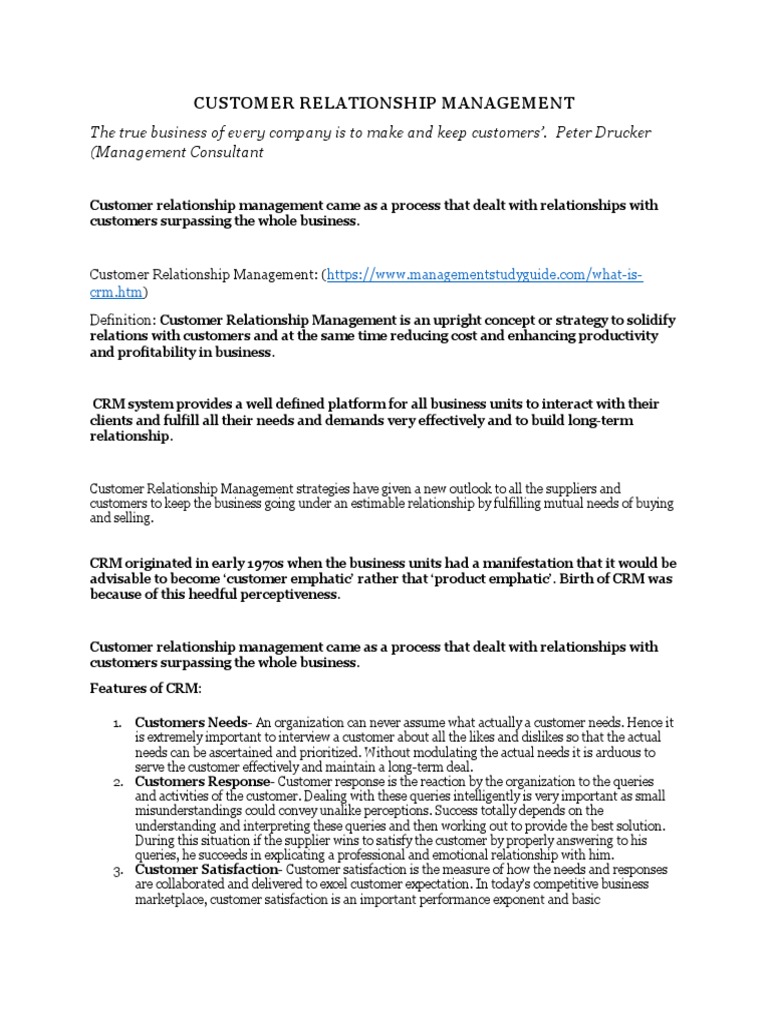Understanding Customer Relationship Management | PDF | Customer ...