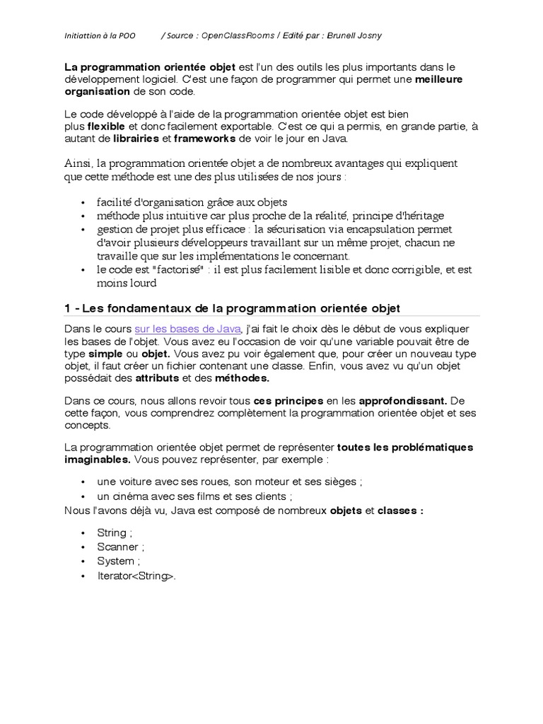 Introduction à la Programmation Orientée Objet | PDF | Programmation ...