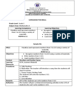 Unpacking The Melcs Grade Level: Grade 1 Subject Area: Mathematics 1 Learning Competency Learning Objectives