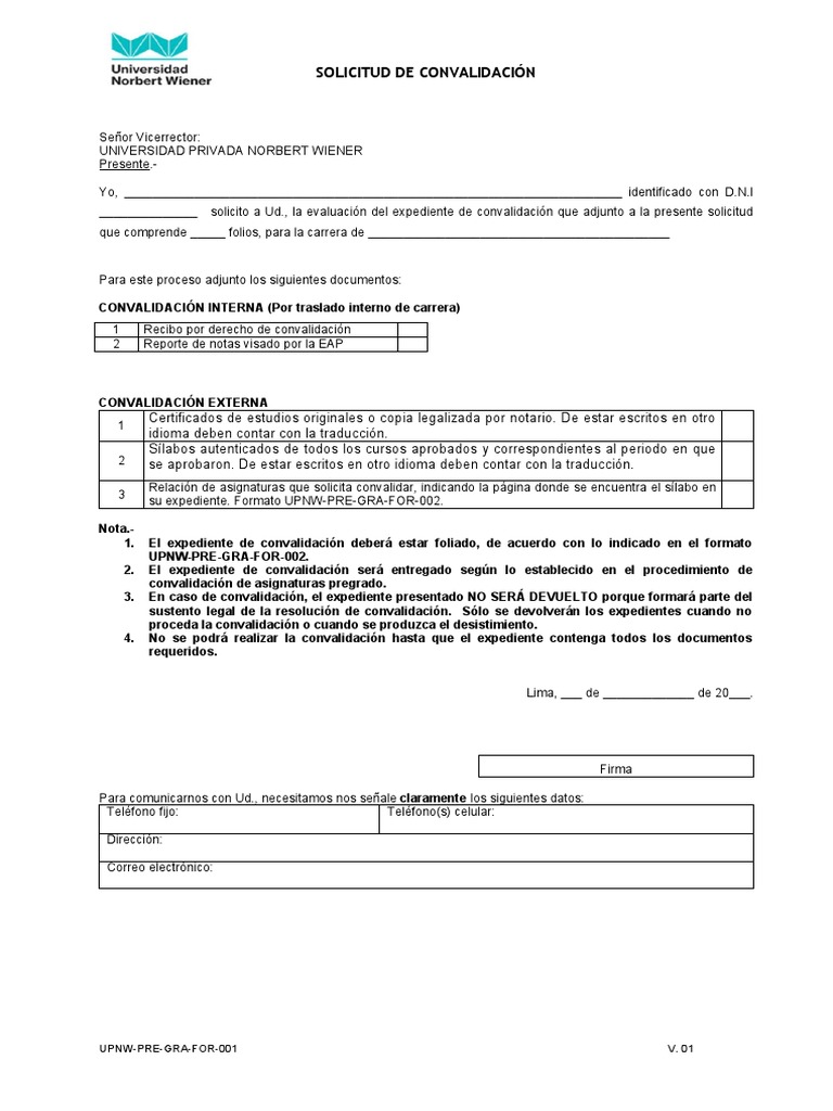 Solicitud Convalidacion | PDF | Crecimiento personal y profesional ...