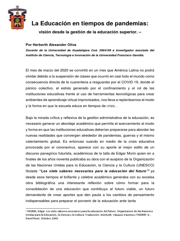 Educación en Tiempos de Pandemia | PDF | Maestros | Universidad