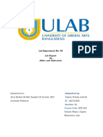 Lab Experiment No: 03 Lab Report On Adder and Subtractor: Abul Barkat Mollah Sayeed Ud Doulah, PHD Dewan Rodela Ashrafi