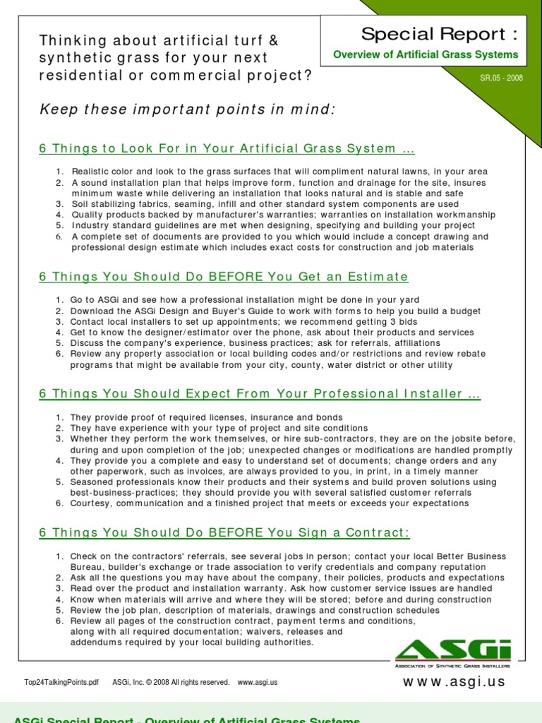 Synthetic Turf Top24TalkingPoints PDF Knitting Polyethylene