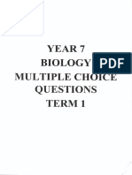 SAMPLE TERM 1 BIOLOGY MULTIPLE CHOICE QUESTIONS