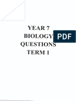 SAMPLE TERM 1 BIOLOGY QUESTIONS