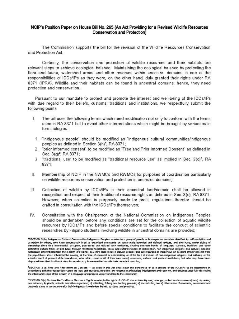 Position Paper - Wildlife Conservation | PDF | Traditional Knowledge ...