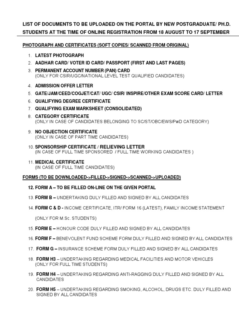 List Of Documents PDF
