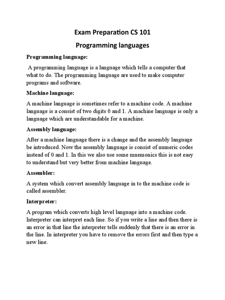 Exam Preparation CS 101 | PDF
