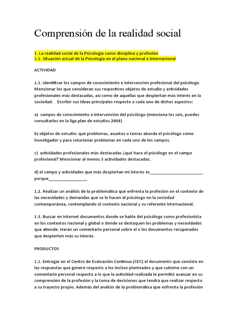 Comprensión de La Realidad Social | PDF | Sicología | Conocimiento