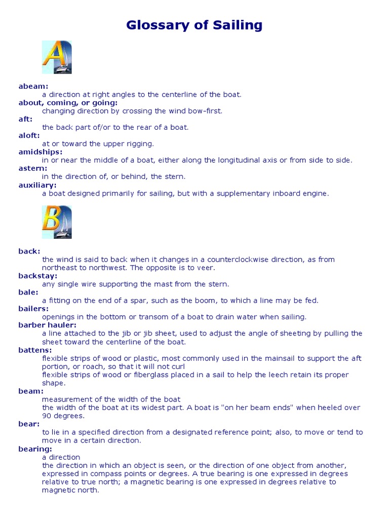 Glossary of Sailing PDF PDF Rigging Sail