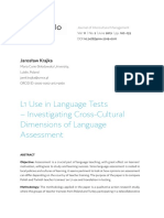L1 Use in Language Tests: A Cross-Cultural Comparison