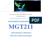 Join FB Group For Vu Help: (Introduction To Business) MGT211 Final Term Paper