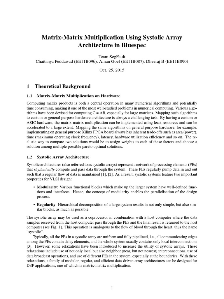 Matrix-Matrix Multiplication Using Systolic Array Architecture in ...