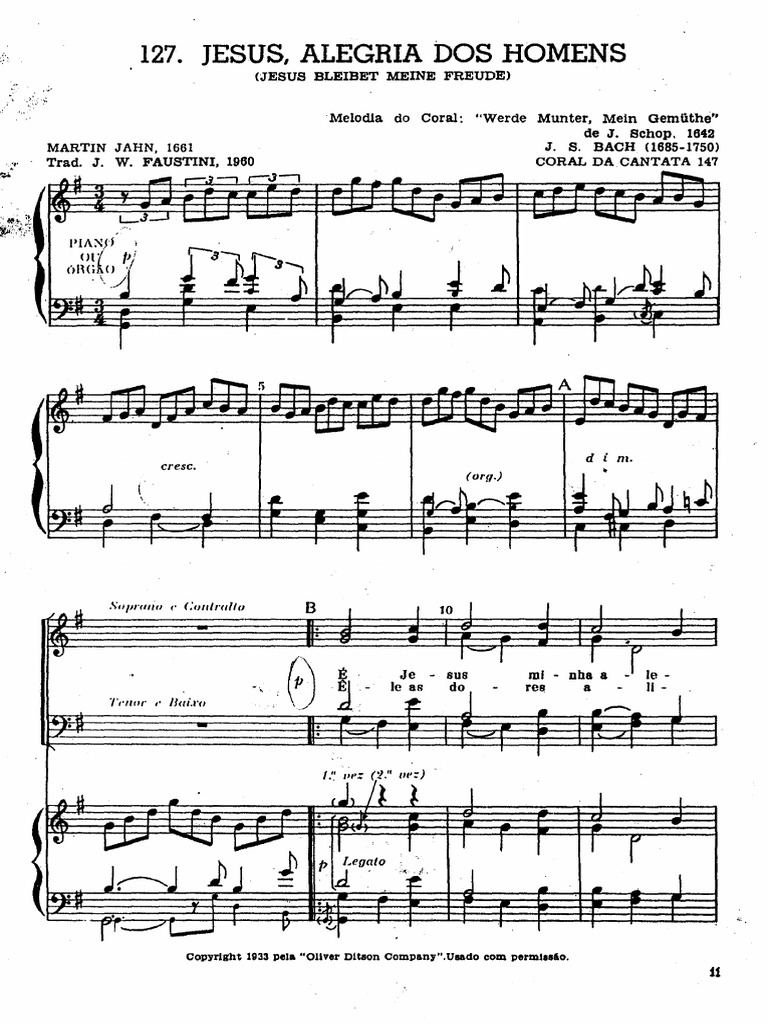 Partitura de Jesus, Alegria dos Homens | PDF | Jesus, Alegria dos