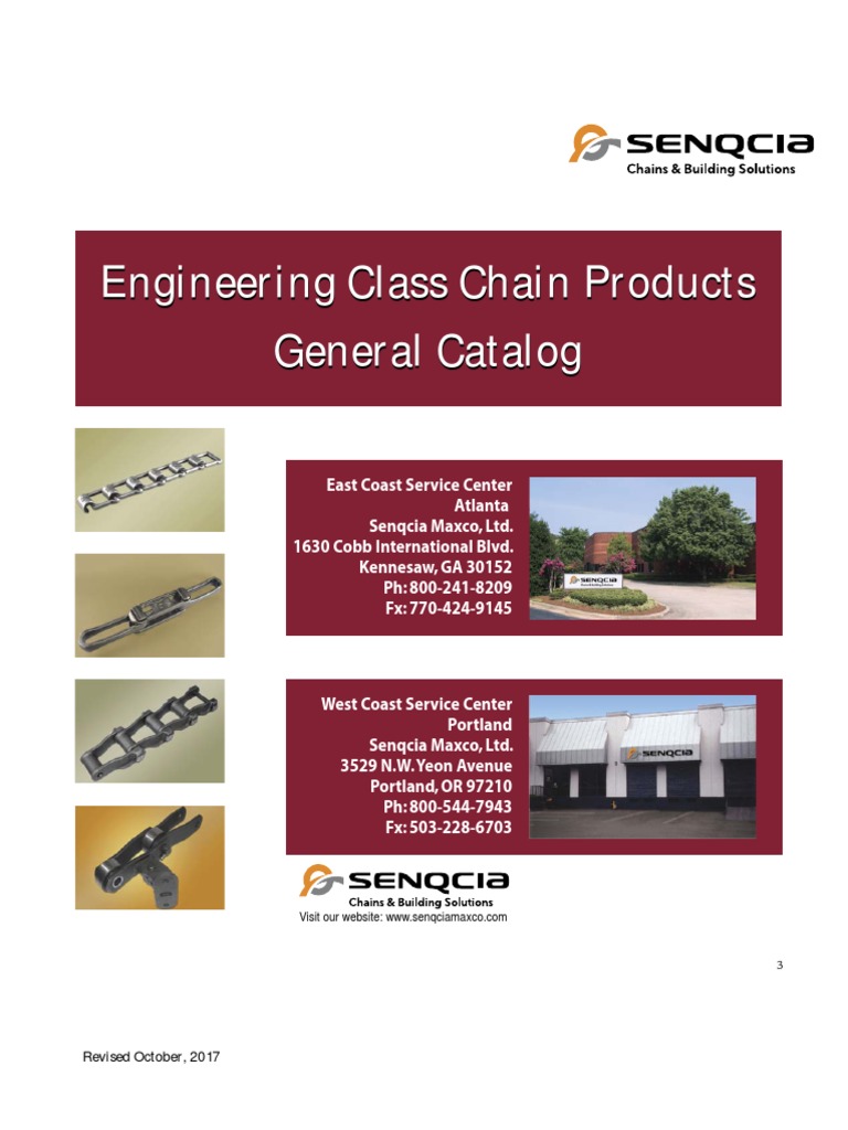 Senqcia Maxco Engineering Class Chain Catalog 17 Pdf Horsepower Heat Treating