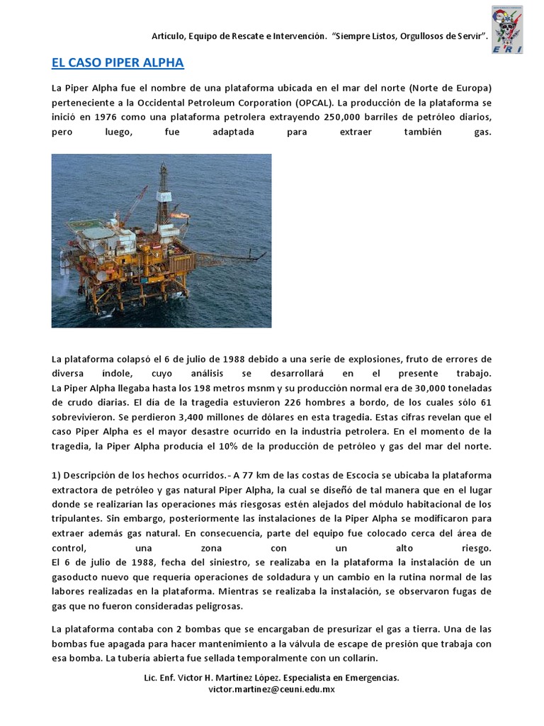 @el Caso Piper Alpha PDF | PDF | Incidente de emergencia | Desastres y ...