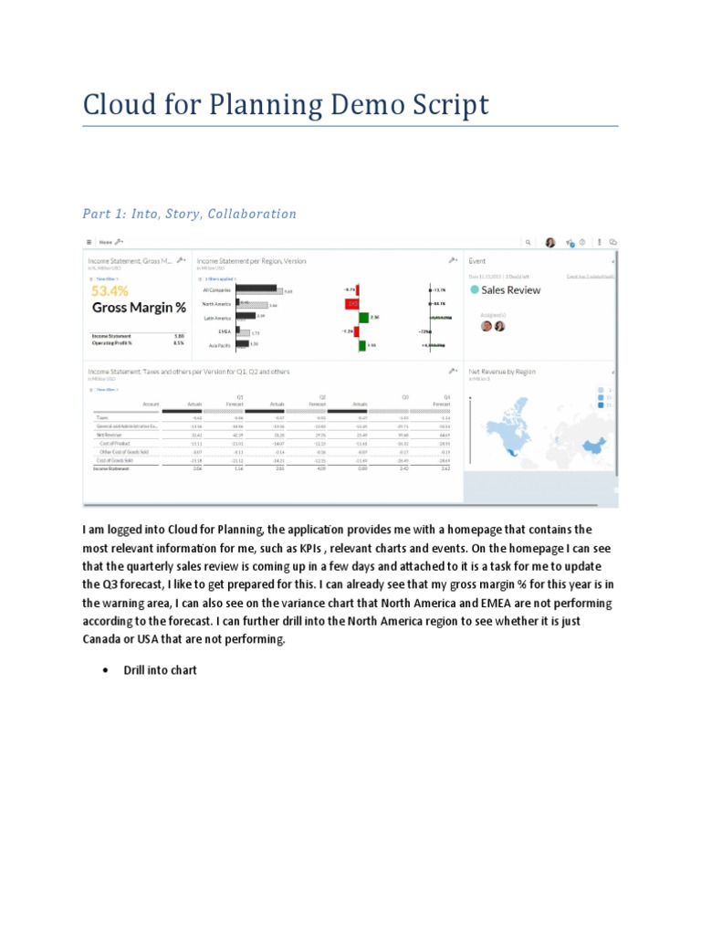Cloud Analytics Planning Demo Script | PDF | Computing | Software
