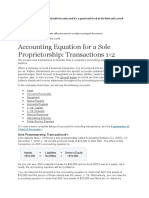 Accounting Equation For A Sole Proprietorship: Transactions 1-2