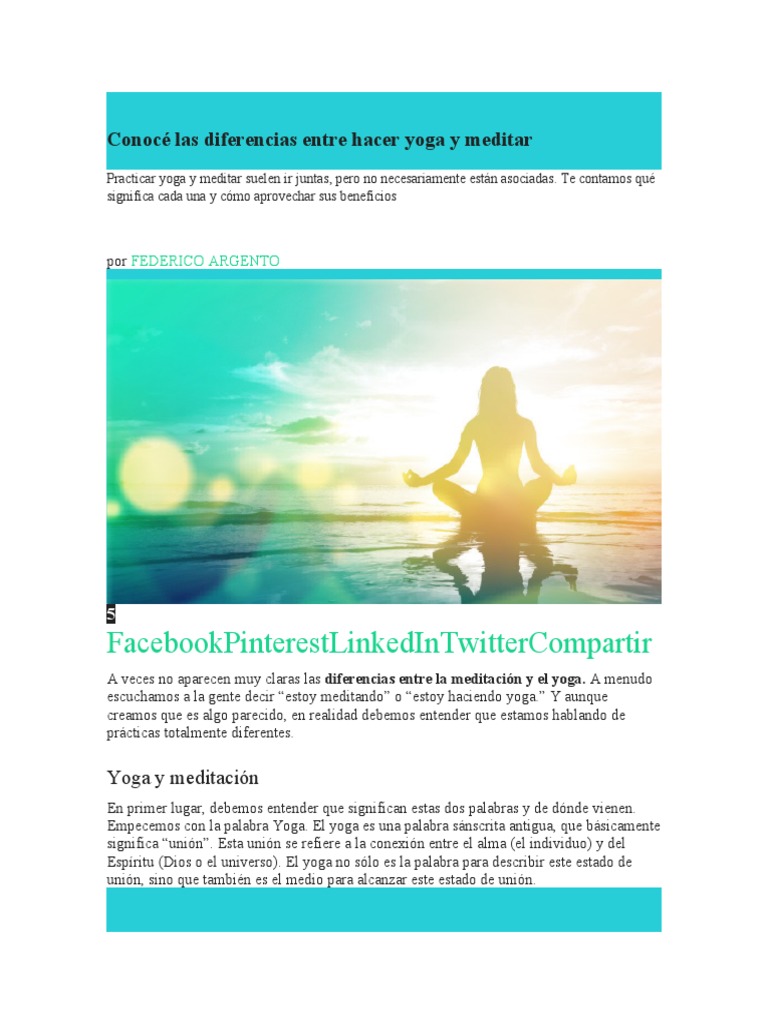 Diferencias entre yoga y meditación | PDF | Yoga | Meditación