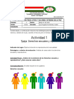 Tema: Derechos Sexuales y Reproductivos: Área: Educación Física, Ética Y Valores, Cátedra de La Paz