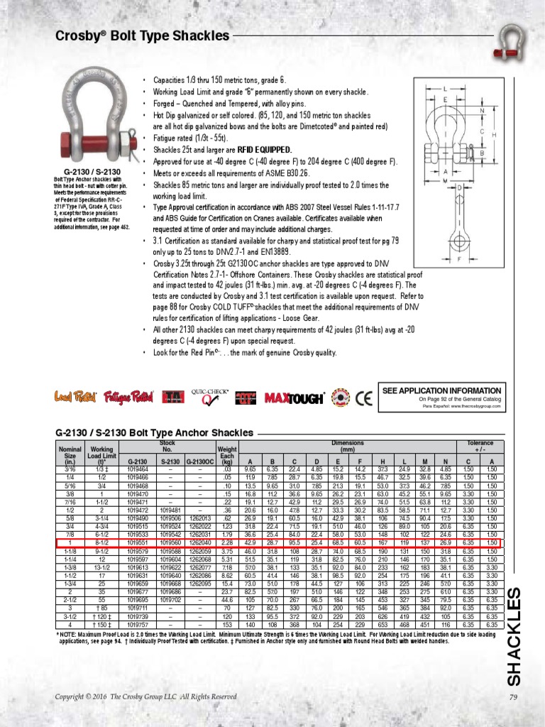 G-2130 / S-2130 Bolt Type Anchor Shackles | PDF | Screw | Mechanical ...