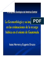 Geomorfología y estimaciones de recarga hídrica en el oriente de Guatemala