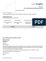 An Email Giving Holiday Advice: Before Reading