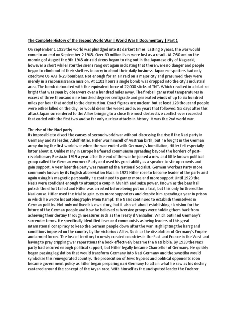 The Complete History Of The Second World War World War Ii Documentary